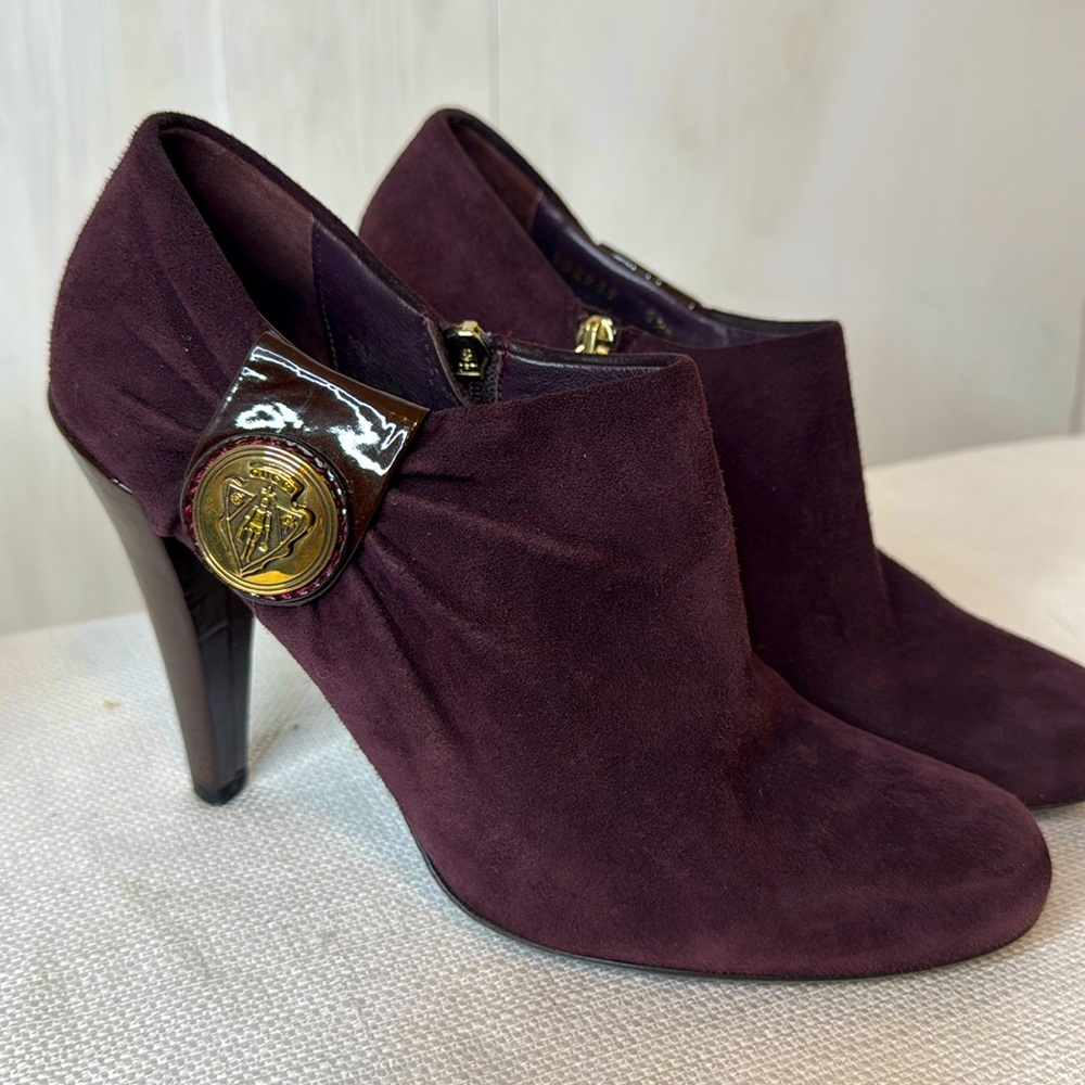 GUCCI Burgundy/ Purple Leather/Suede Booties 8.5